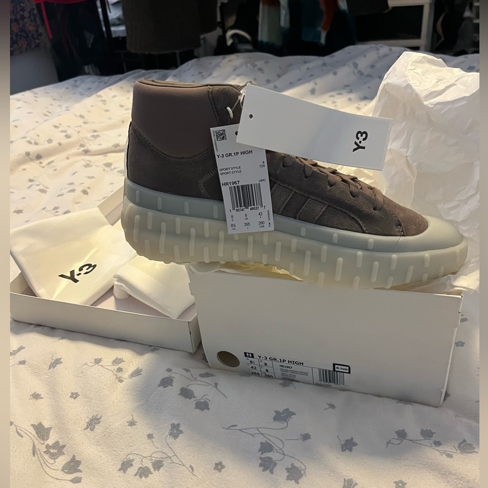 Y-3 Men's High-Top Sneakers - Brown and Cream